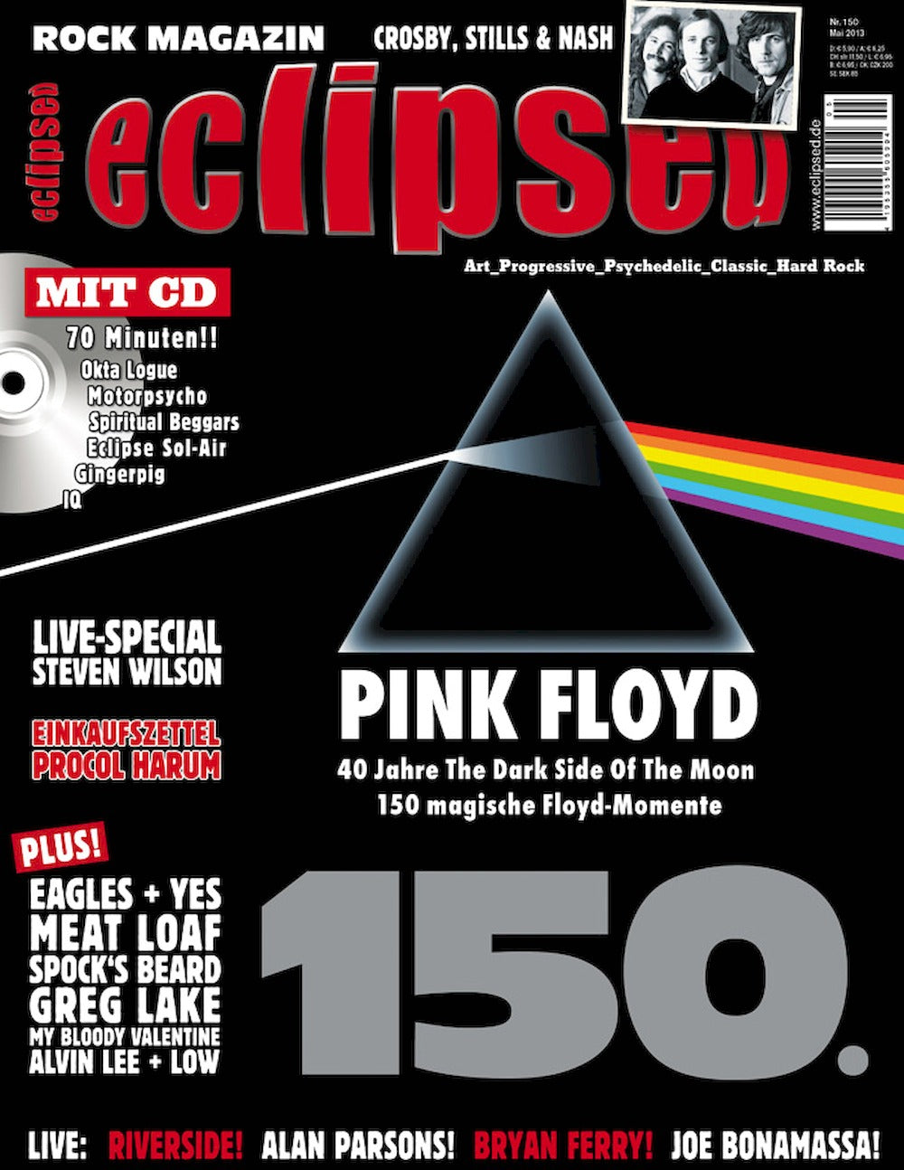 Eclipsed Rivista Germania 2013 #150 Pink Floyd Crosby Stills Nash Eagles Meat Loaf Edizione originale