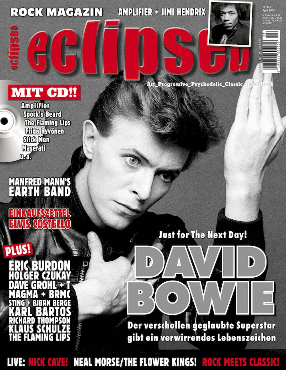 Eclipsed Magazine Allemagne 2013 #149 David Bowie Jimi Hendrix Manfred Mann's Earth Band Édition originale