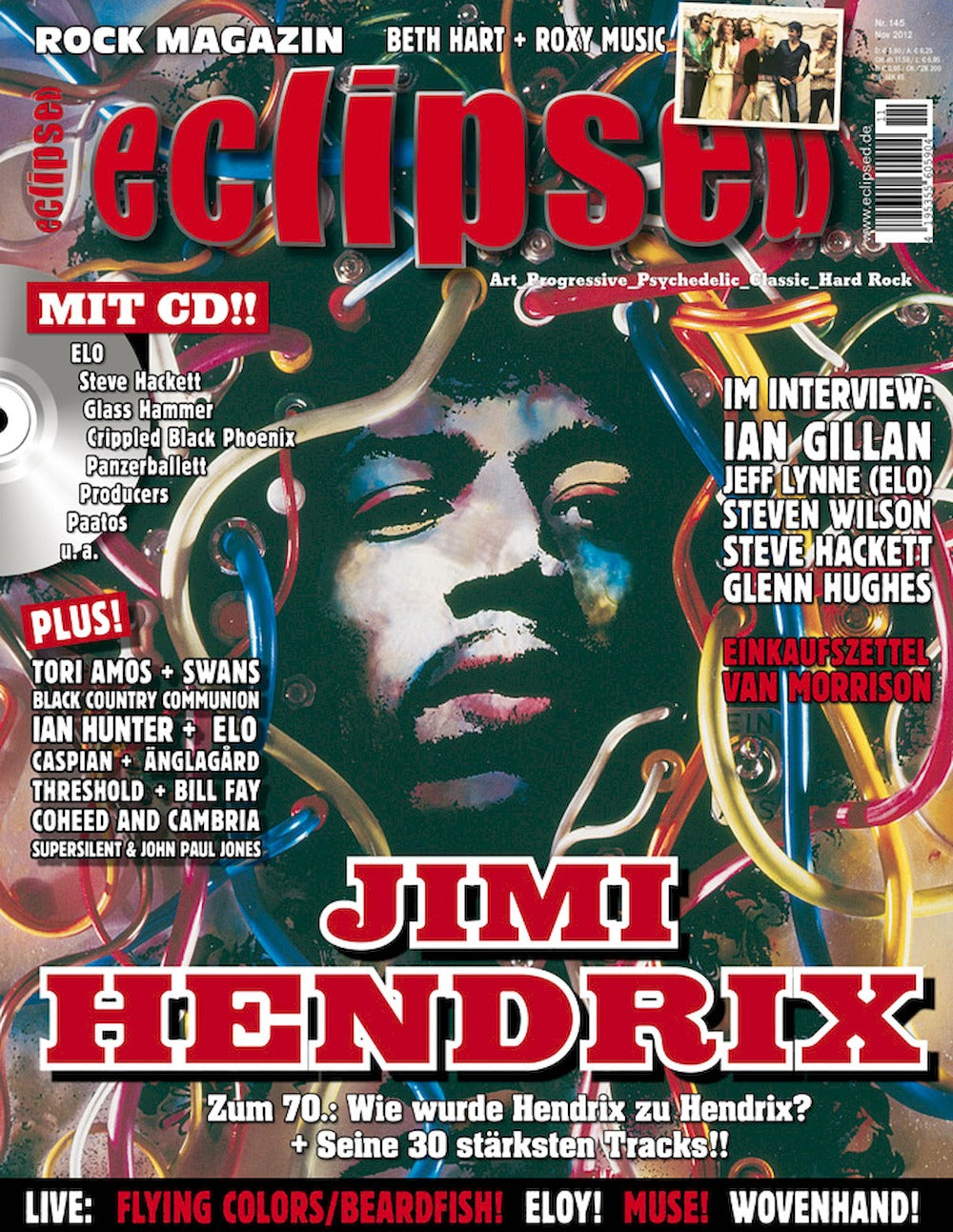 Eclipsed Magazin Deutschland 2012 #145 Jimi Hendrix Steve Hackett Roxy Music Black Country Communion Swans