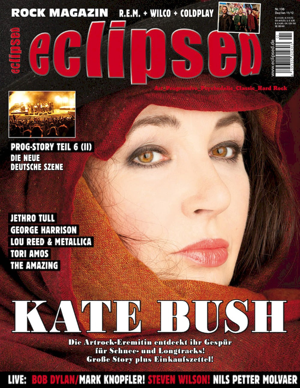 Eclipsed Magazine Germany 2011 #136 Kate Bush Jethro Tull George Harrison The Walkabouts Original Print Issue