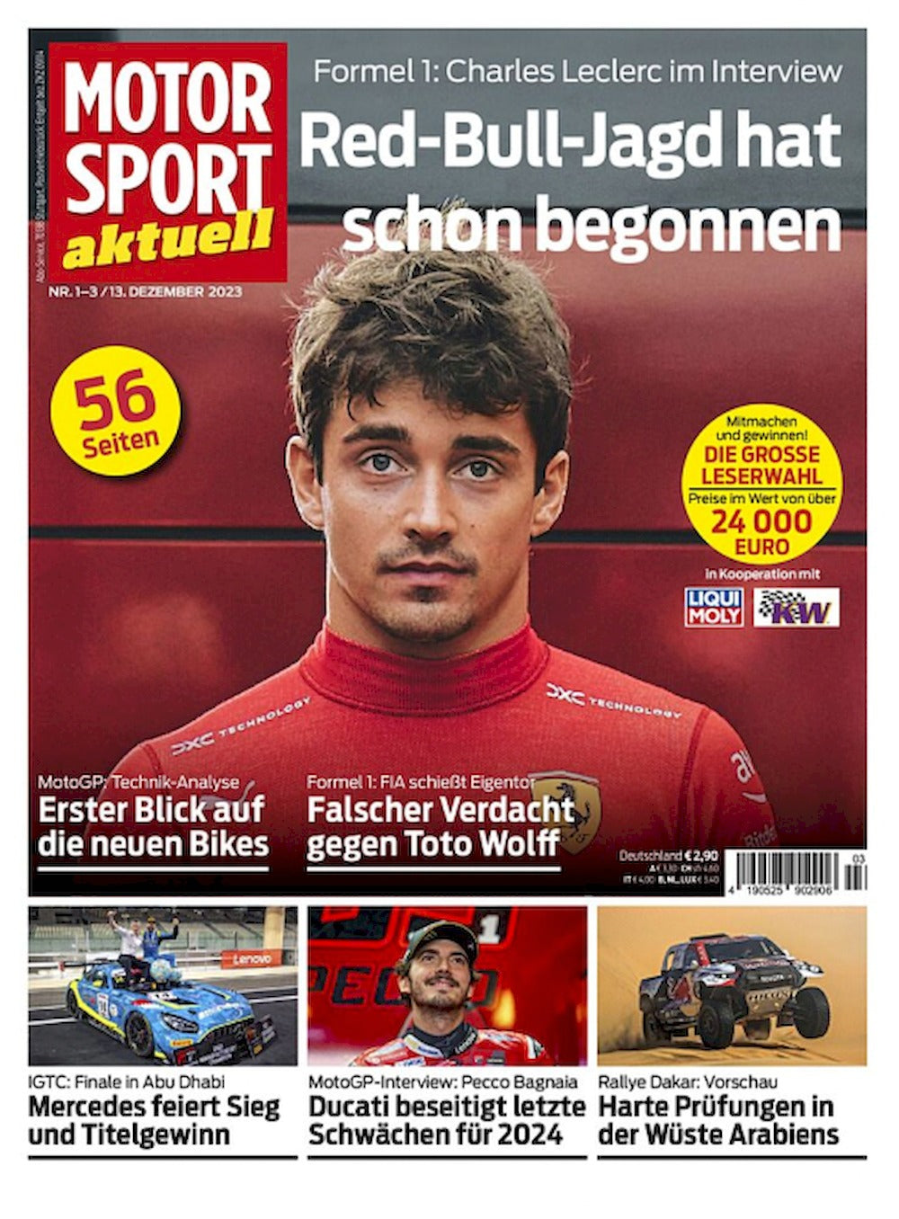 Motorsport Aktuell Rivista Germania 2024-01+02 Charles Leclerc Pecco Bagnaia Edizione originale