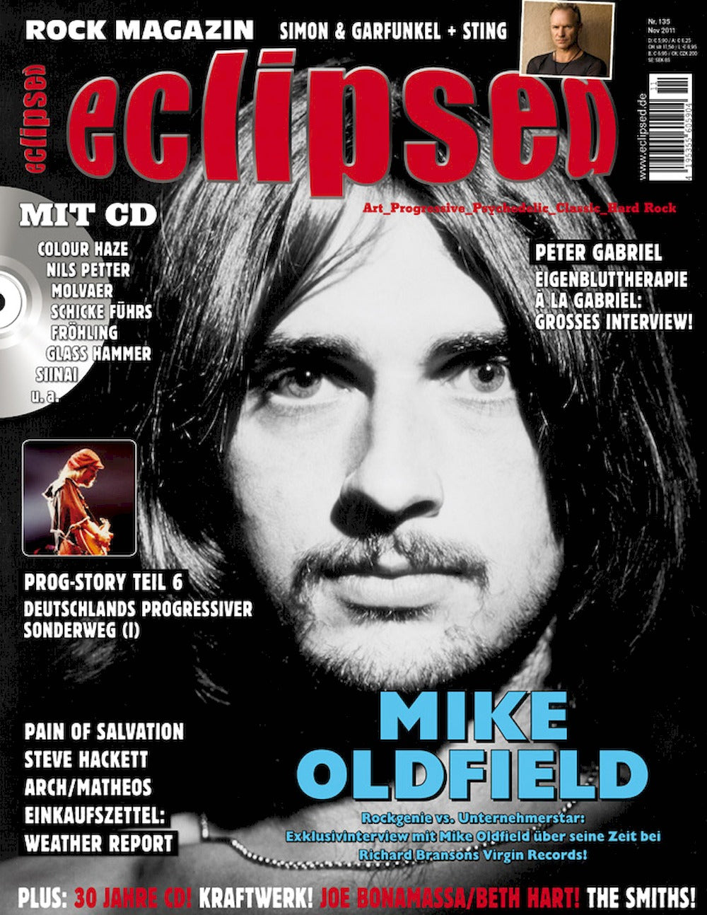 Eclipsed Magazine Allemagne 2011 #135 Mike Oldfield Peter Gabriel Steve Hackett Paul Simon Art Garfunkel Édition originale