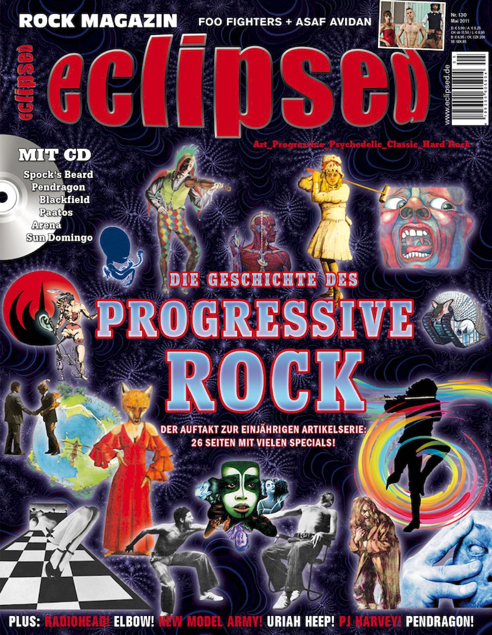 Eclipsed Magazine Germany 2011 #130 Radiohead Elbow Foo Fighters Uriah Heep Genesis Original Print Issue