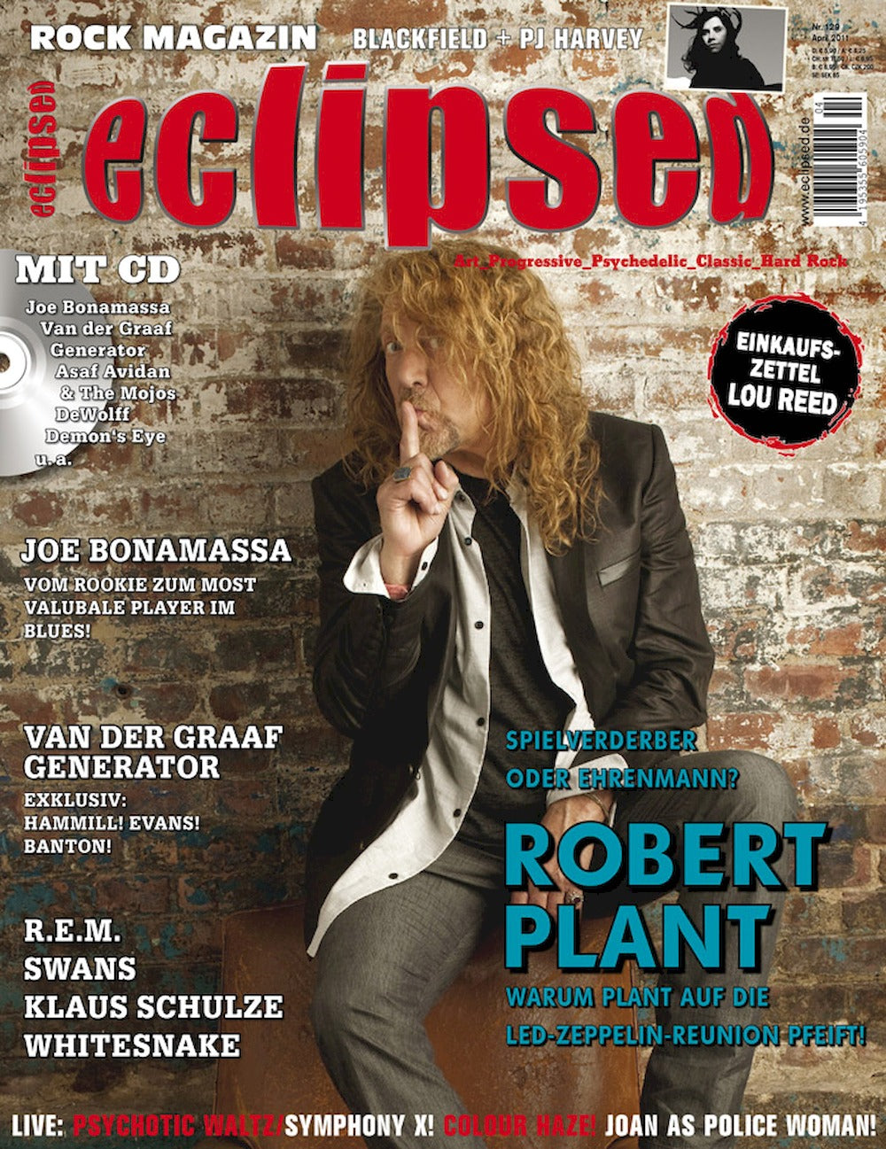 Eclipsed Magazine Germany 2011 #129 Robert Plant Joe Bonamassa PJ Harvey REM Swans Original Print Issue