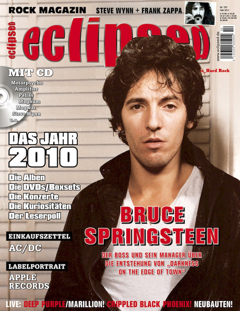 Eclipsed Magazine Allemagne 2011 #127 Bruce Springsteen Rose Kemp Wolf People Frank Zappa REM Édition originale