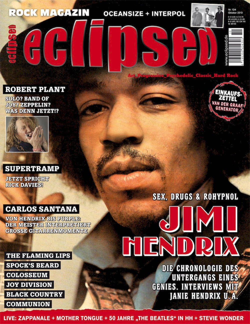 Eclipsed Magazin Deutschland 2010 #124 Jimi Hendrix The Flaming Lips Black Country Communion