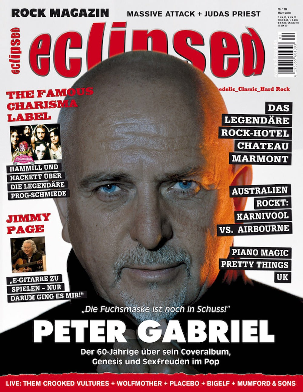 Eclipsed Magazine Germany 2010 #118 Peter Gabriel Airbourne Karnivool RPWL Original Print Issue