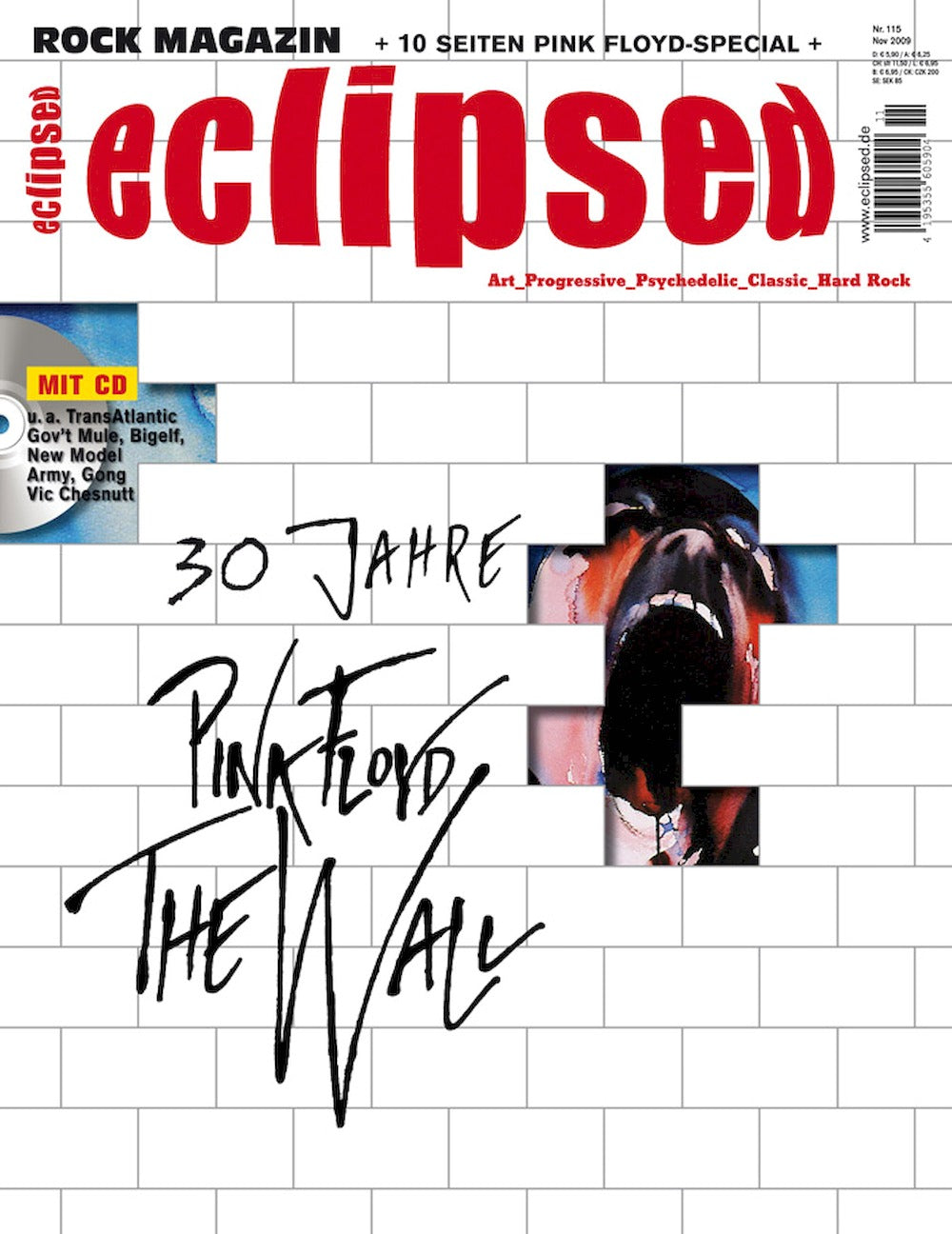 Eclipsed Tijdschrift Duitsland 2009 #115 Pink Floyd Genesis Ray Davies Osibisa Gong Originele uitgave
