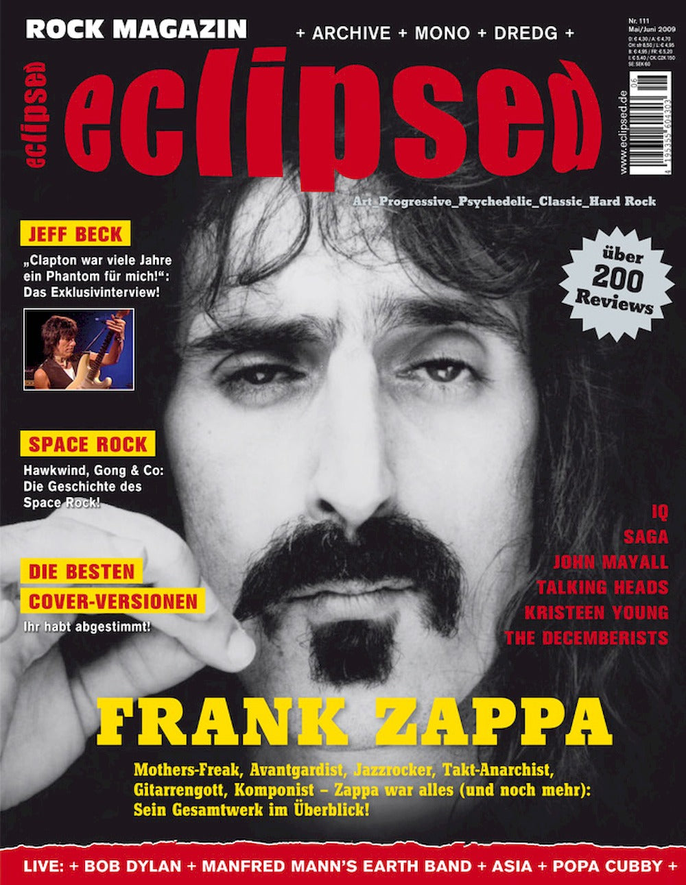 Eclipsed Rivista Germania 2009 #111 Frank Zappa Jeff Beck Kristeen Young Edizione originale