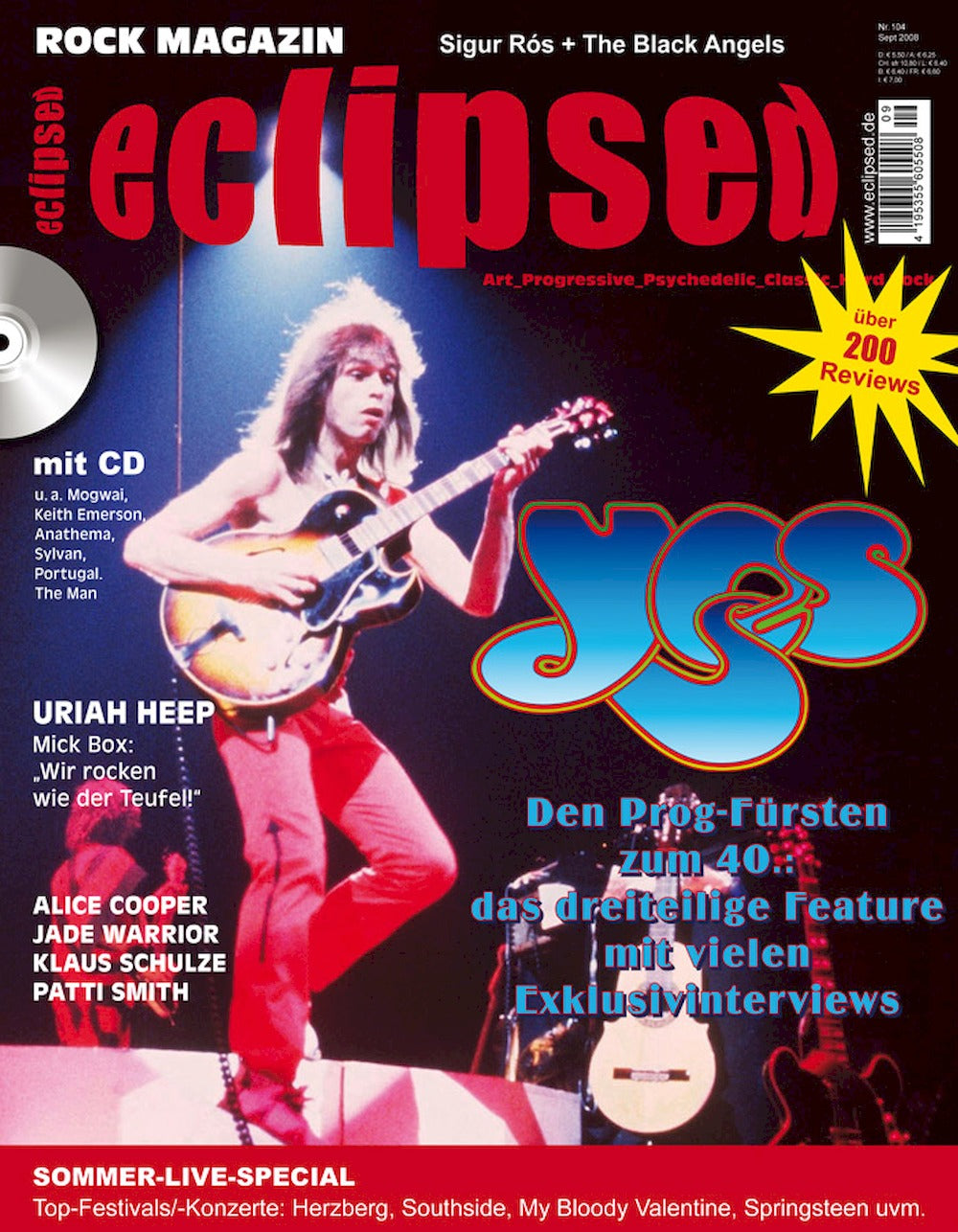 Eclipsed Tijdschrift Duitsland 2008 #104 Alice Cooper Uriah Heep Sigur Rós The Black Angels Originele uitgave