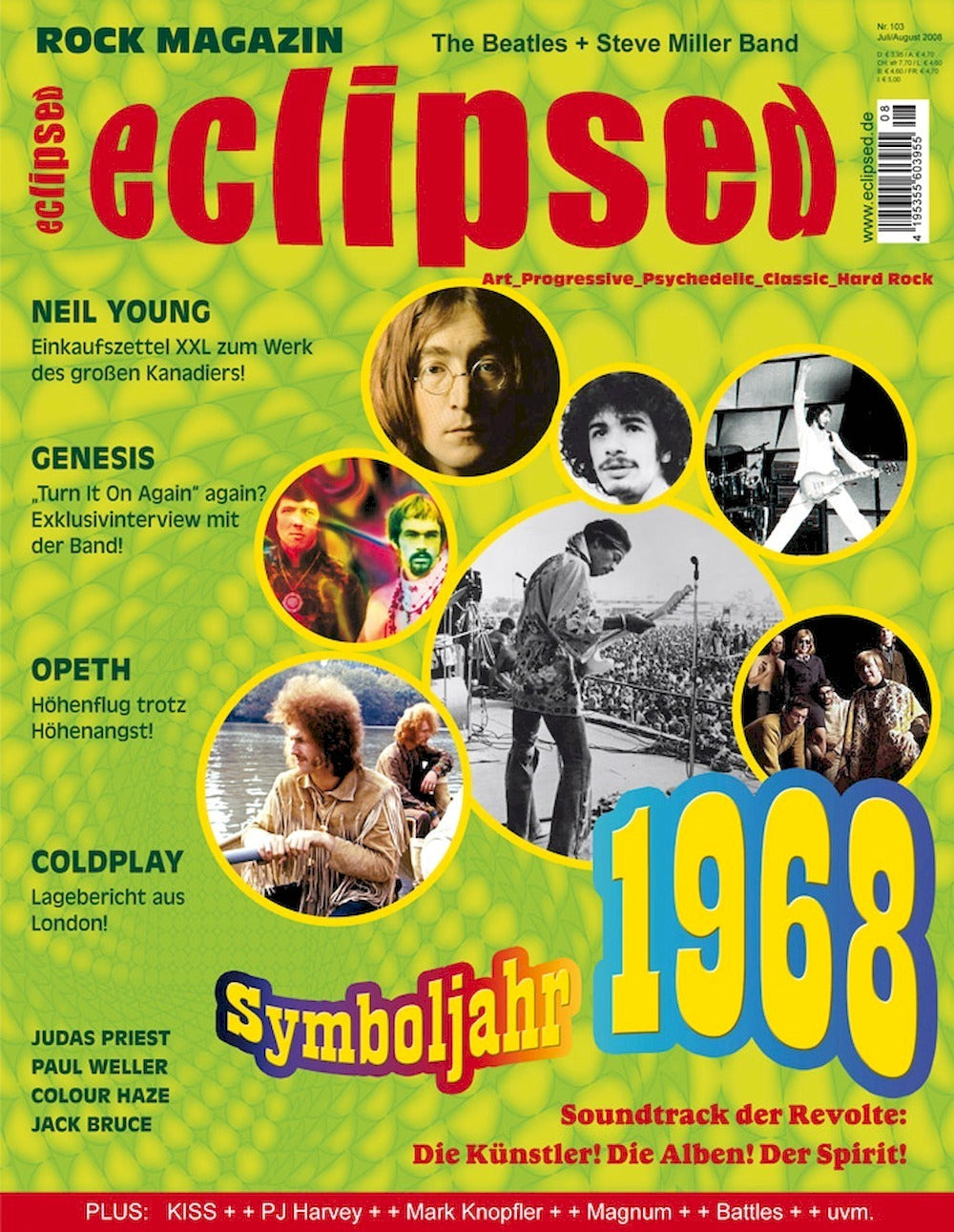 Eclipsed Magazine Germany 2008 #103 Coldplay Opeth Genesis Judas Priest Jack Bruce Original Print Issue