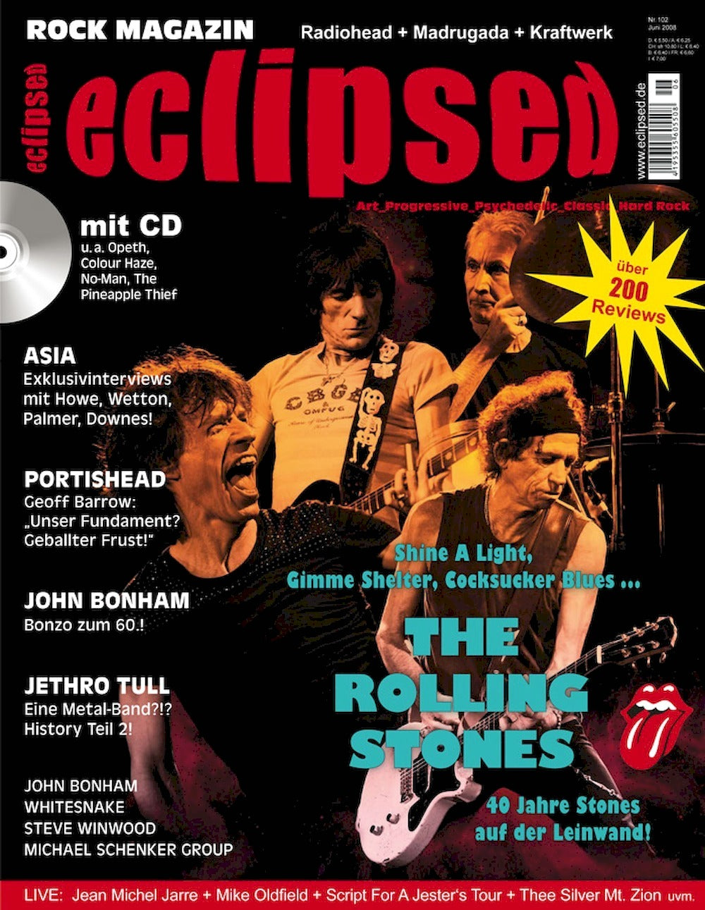 Eclipsed Magazin Deutschland 2008 #102 Rolling Stones Portishead John Bonham Jethro Tull Asia