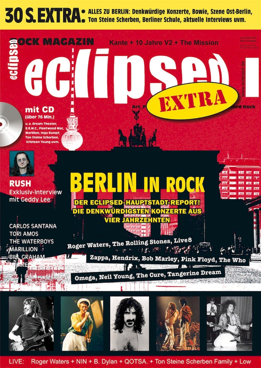 Eclipsed Magazine Germany 2007 Bill Graham David Bowie Ton Steine Scherben Rush Tori Amos Original Print Issue