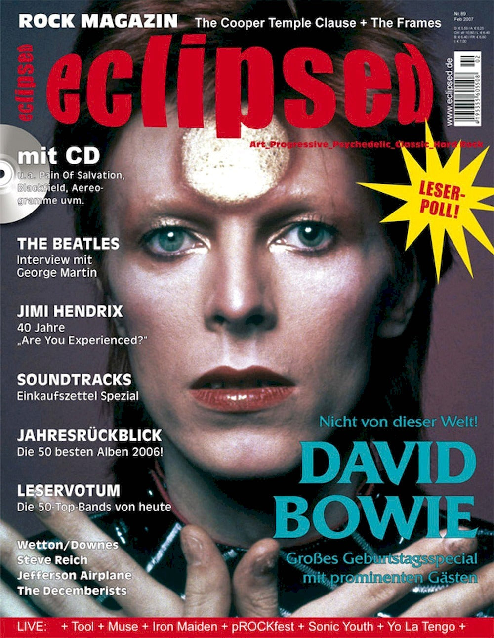 Eclipsed Tijdschrift Duitsland 2007 #89 David Bowie George Martin Beatles Steve Reich Originele uitgave