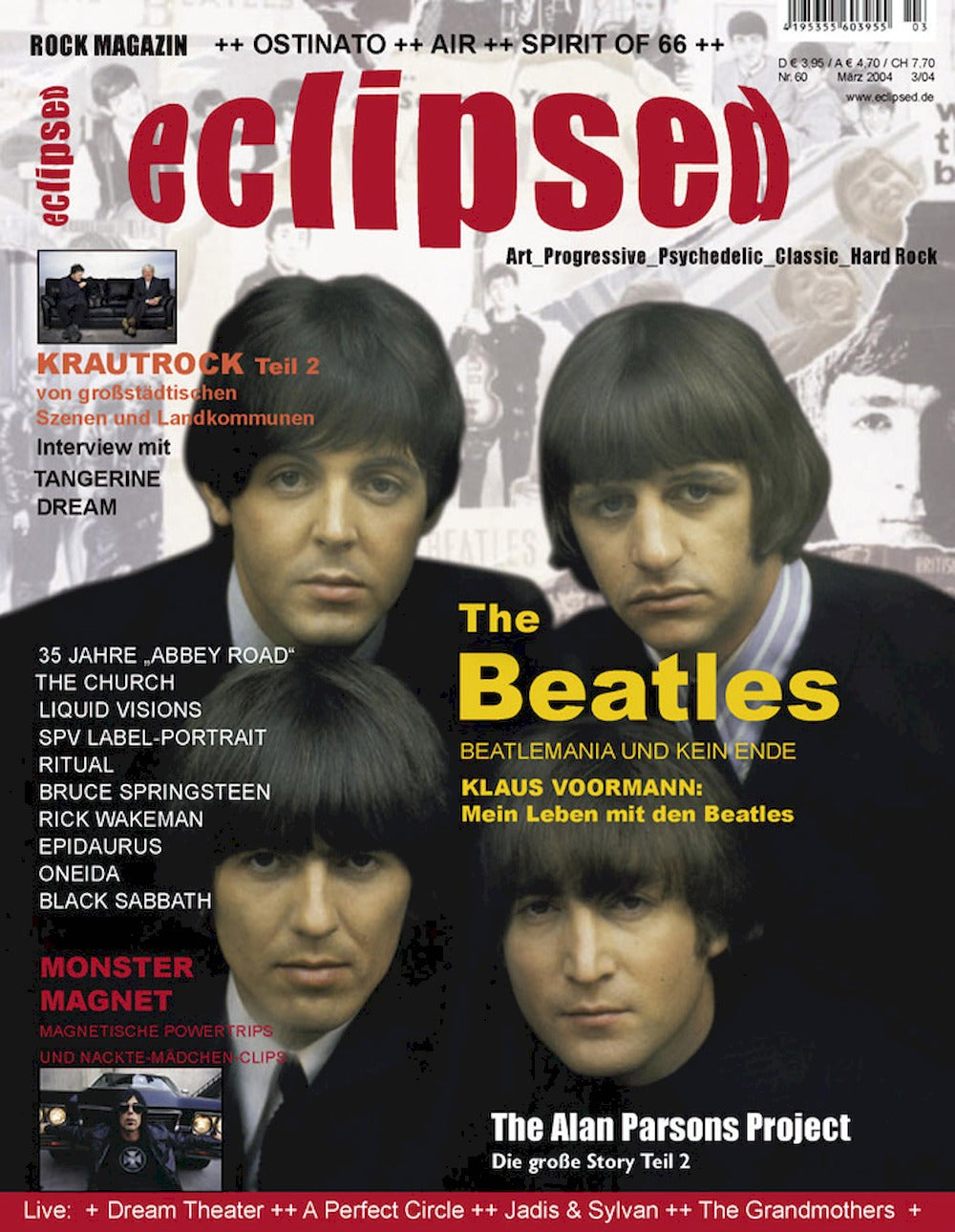 Eclipsed Tijdschrift Duitsland 2004 #60 Beatles Alan Parsons Project Tangerine Dream Monster Magnet Originele uitgave