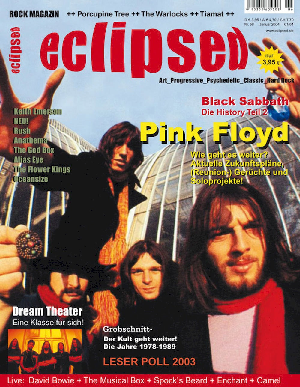 Eclipsed Tijdschrift Duitsland 2003 #58 Pink Floyd Black Sabbath Grobschnitt Dream Theater Keith Emerson Originele uitgave
