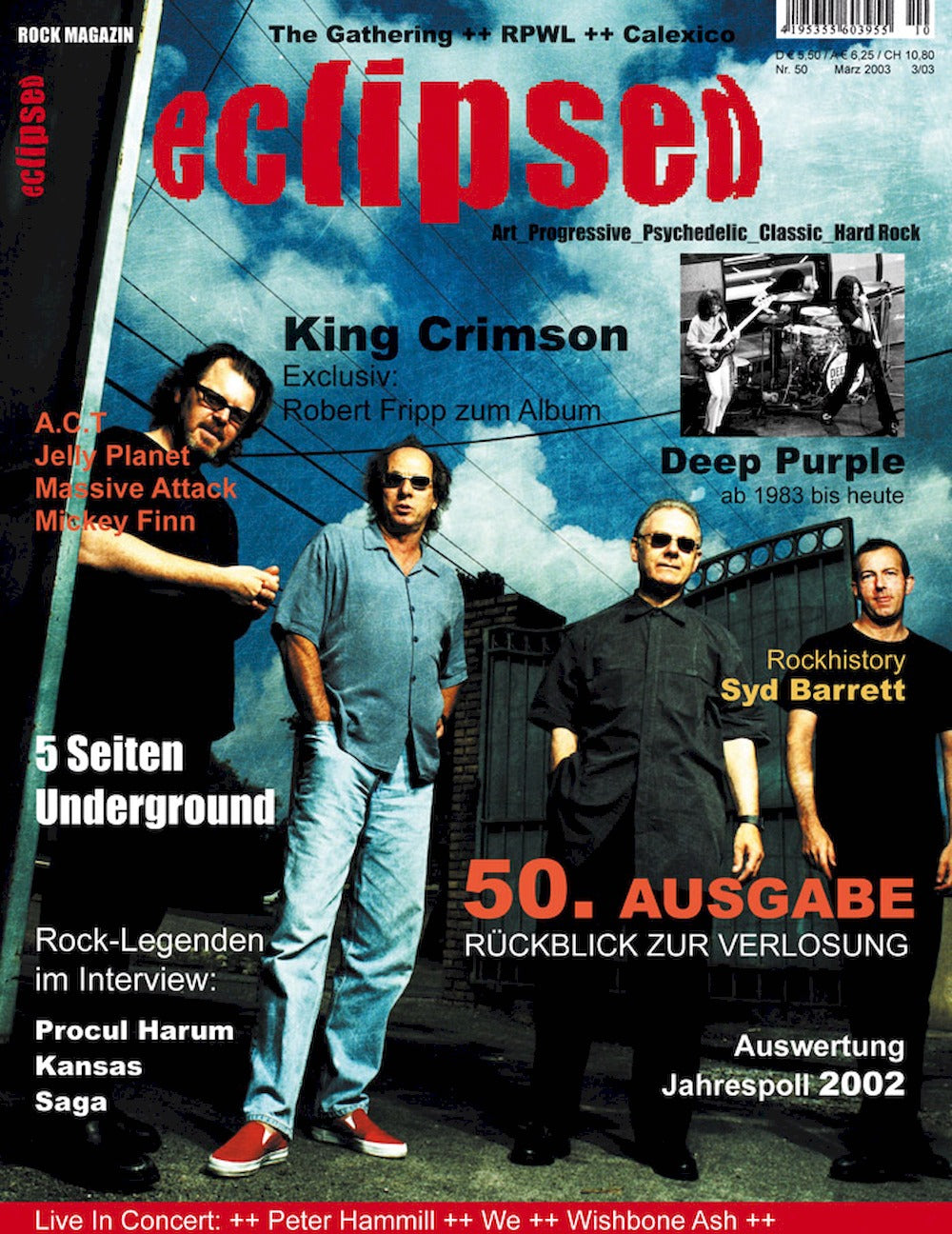 Eclipsed Magazine Allemagne 2003 #50 King Crimson Deep Purple Syd Barrett Procul Harum Édition originale