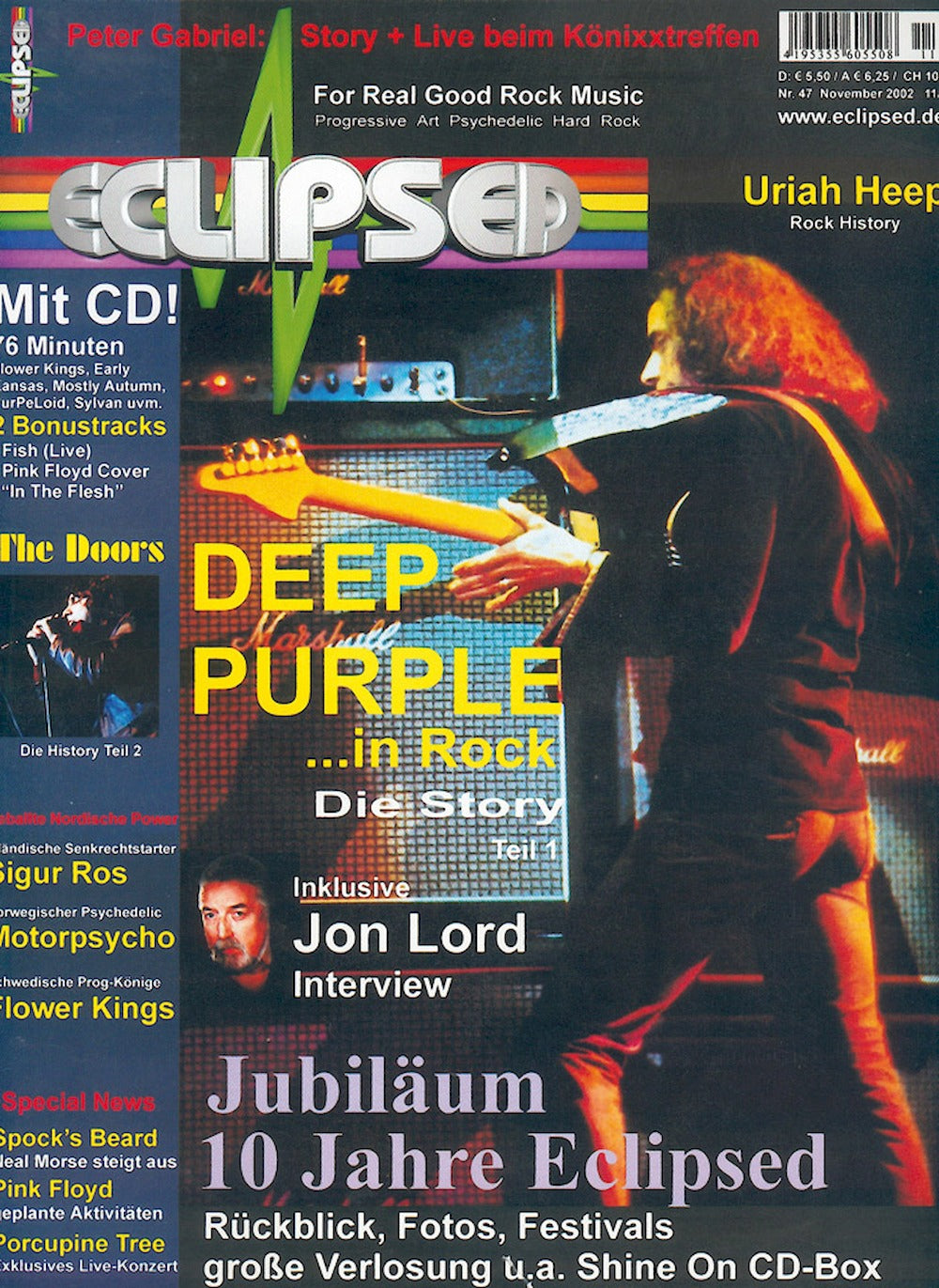 Eclipsed Magazine Germany 2002 #47 Deep Purple The Doors Sigur Rós Motorpsycho The Flower Kings Original Print Issue