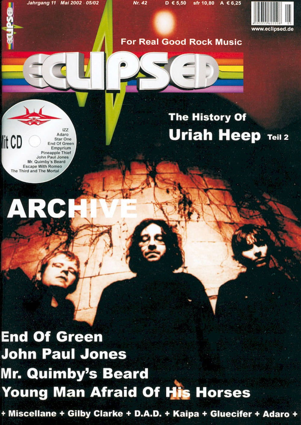 Eclipsed Magasin Tyskland 2002 #42 Uriah Heep End Of Green John Paul Jones Originaludgave