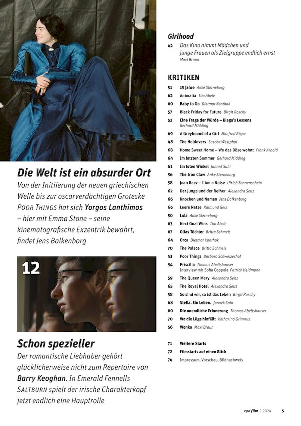 EPD Film Revista Alemania 2024-01 Emma Stone Barry Keoghan