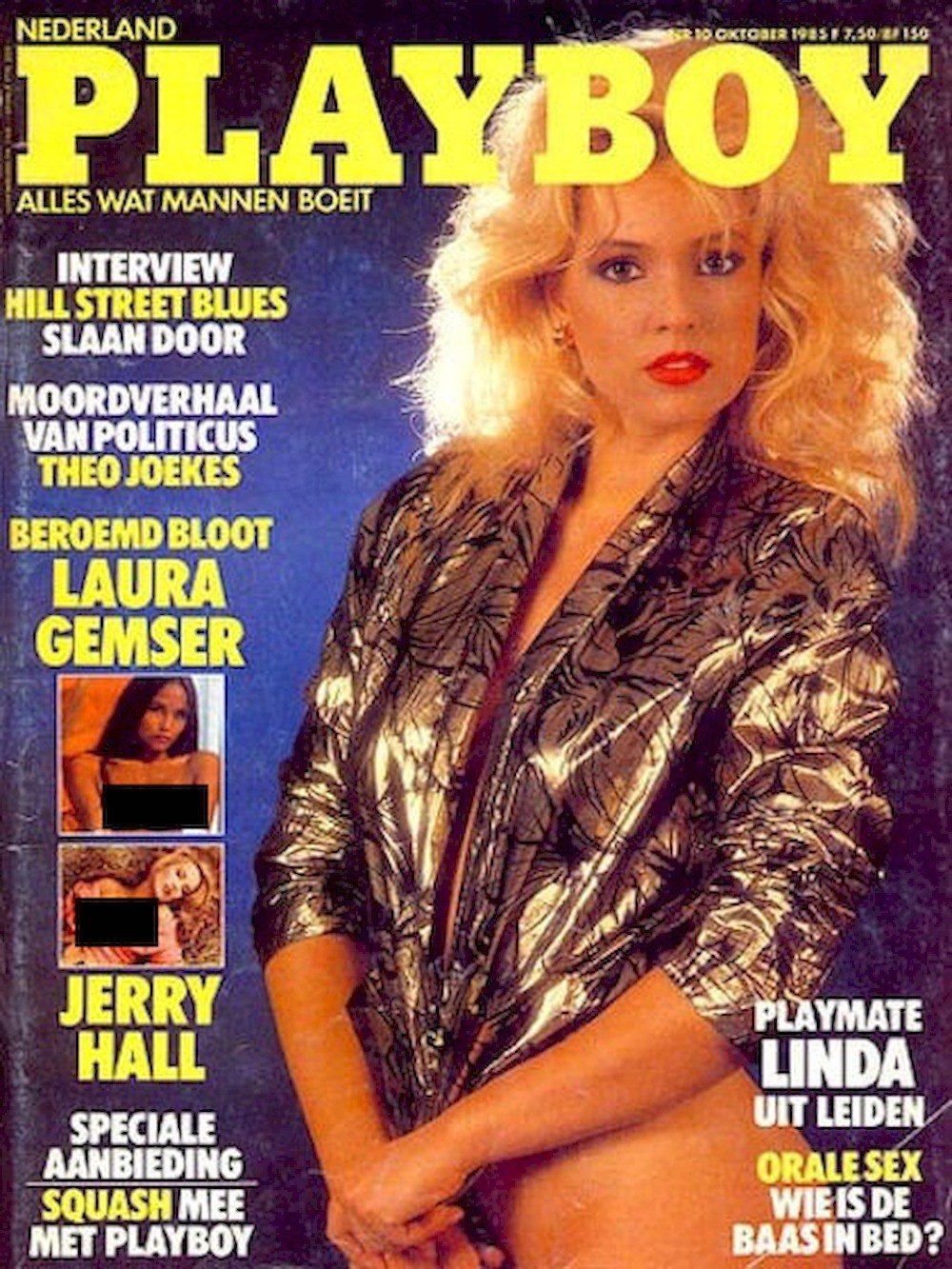 Playboy Magazine Netherlands 1985-10 Linda Dubbeldeman Laura Gemser Jerry Hall Original Print Issue