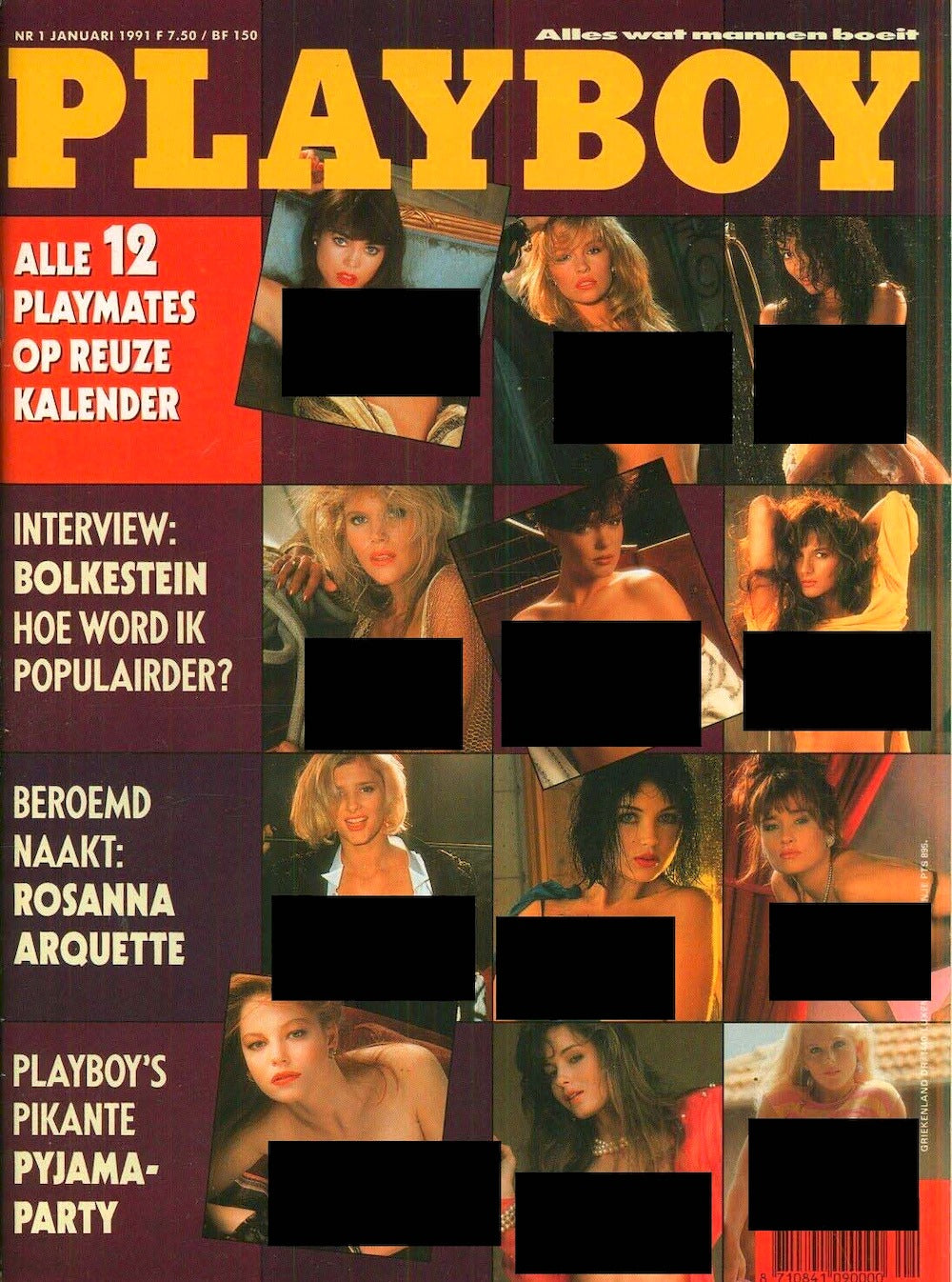 Playboy Magazine Pays-Bas 1991-01 Pamela Anderson Morgan Fox Rosanna Arquette Deborah Driggs Édition originale