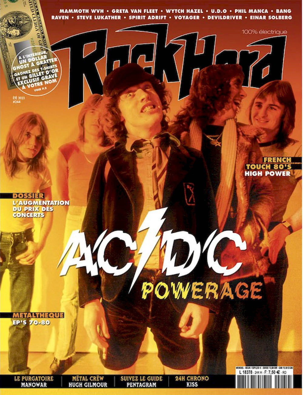 Rock Hard Magazin Frankreich 2023 #244 AC/DC Manowar Kiss Hugh Gilmour Pentagram