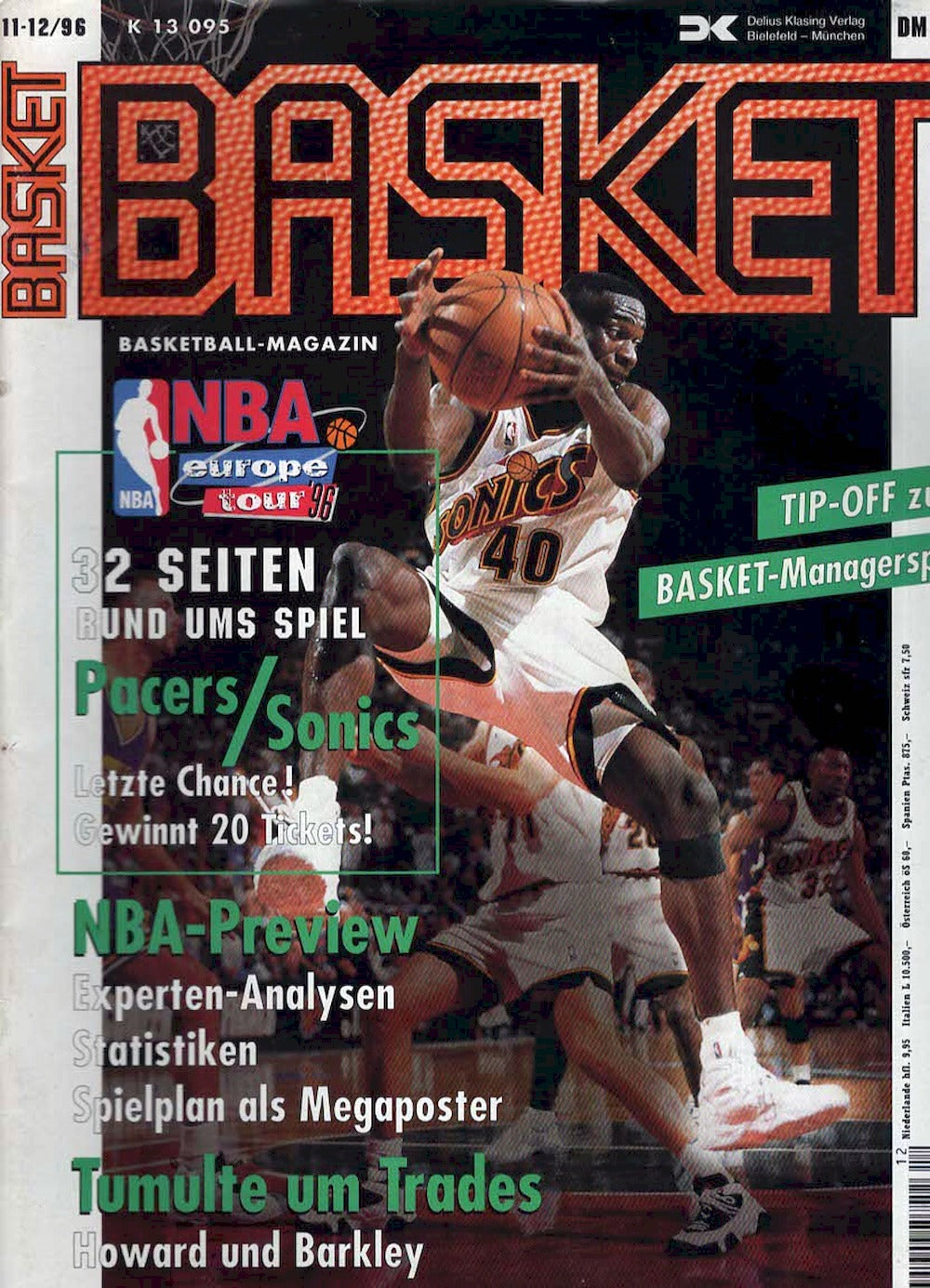 Basket Magazine Allemagne 1996-11+12 Shawn Kemp Édition originale