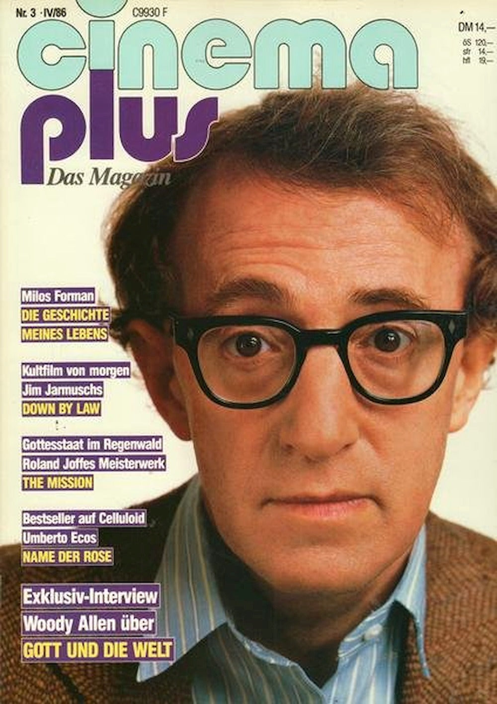 Cinema Plus Tijdschrift Duitsland 1986 #3 Woody Allen Milos Forman Jim Jarmusch Originele uitgave
