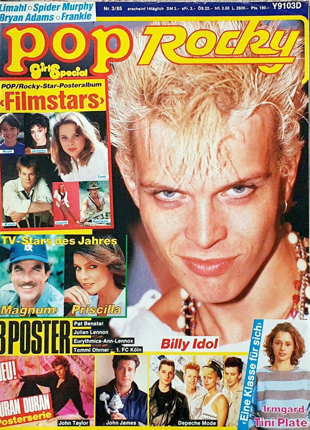 Pop Rocky Magazine Germany 1985-03 – Billy Idol Depeche Mode Eurythmics John Taylor – Original Print Issue