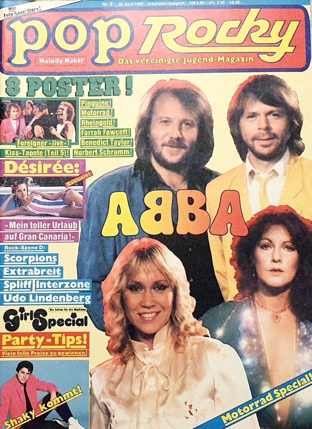 Pop Rocky Magazin Deutschland 1982-09 Abba Kiss Shakin Stevens Foreigner Spliff