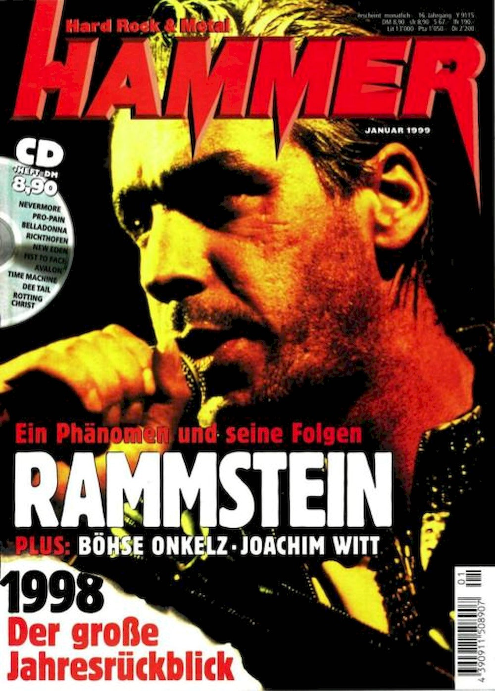 Metal Hammer Tijdschrift Duitsland 1999-01 – Rammstein Böhse Onkelz Joachim Witt – Originele uitgave