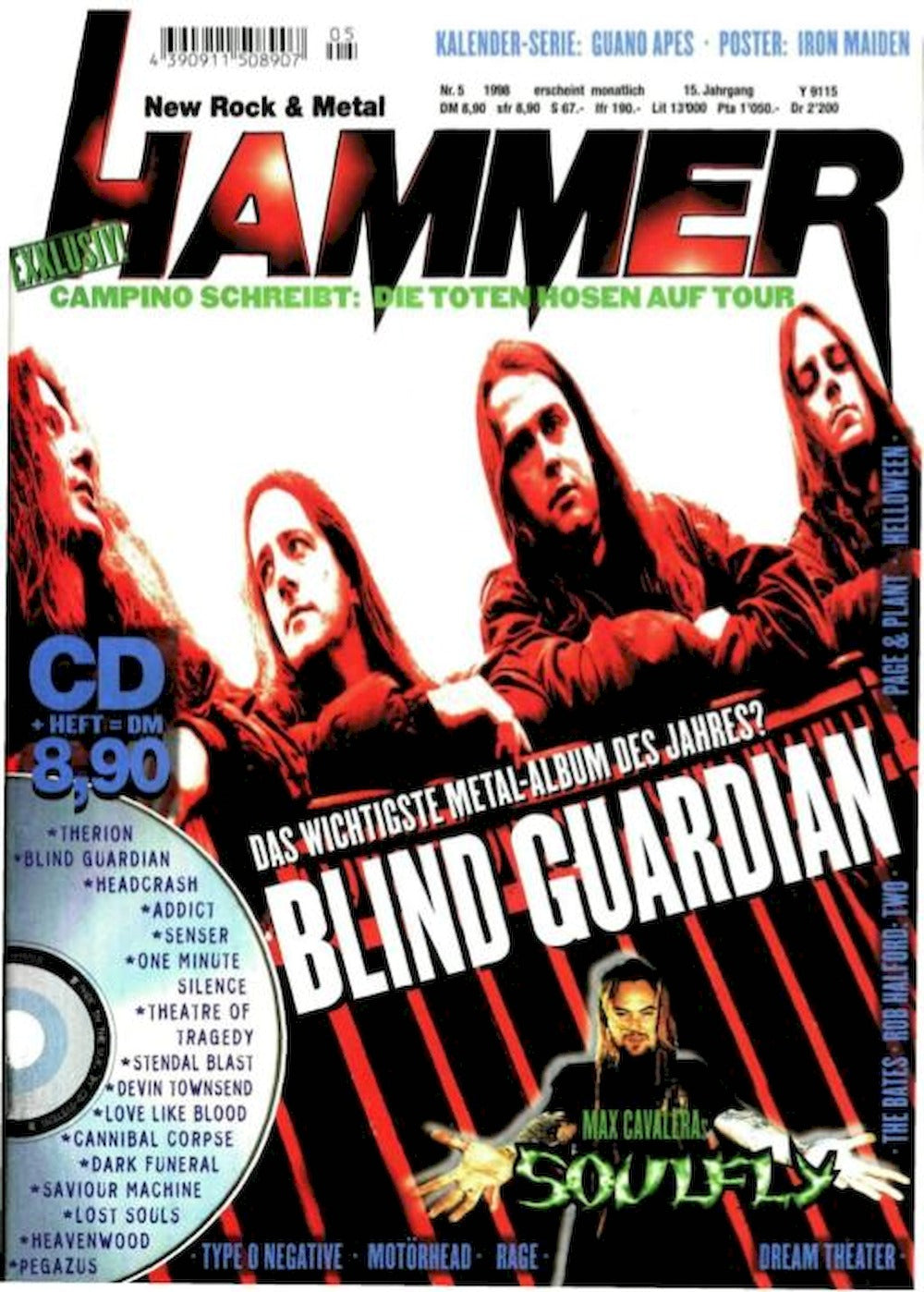 Metal Hammer Rivista Germania 1998-05 – Blind Guardian Soulfly Type O Negative Motörhead – Edizione originale