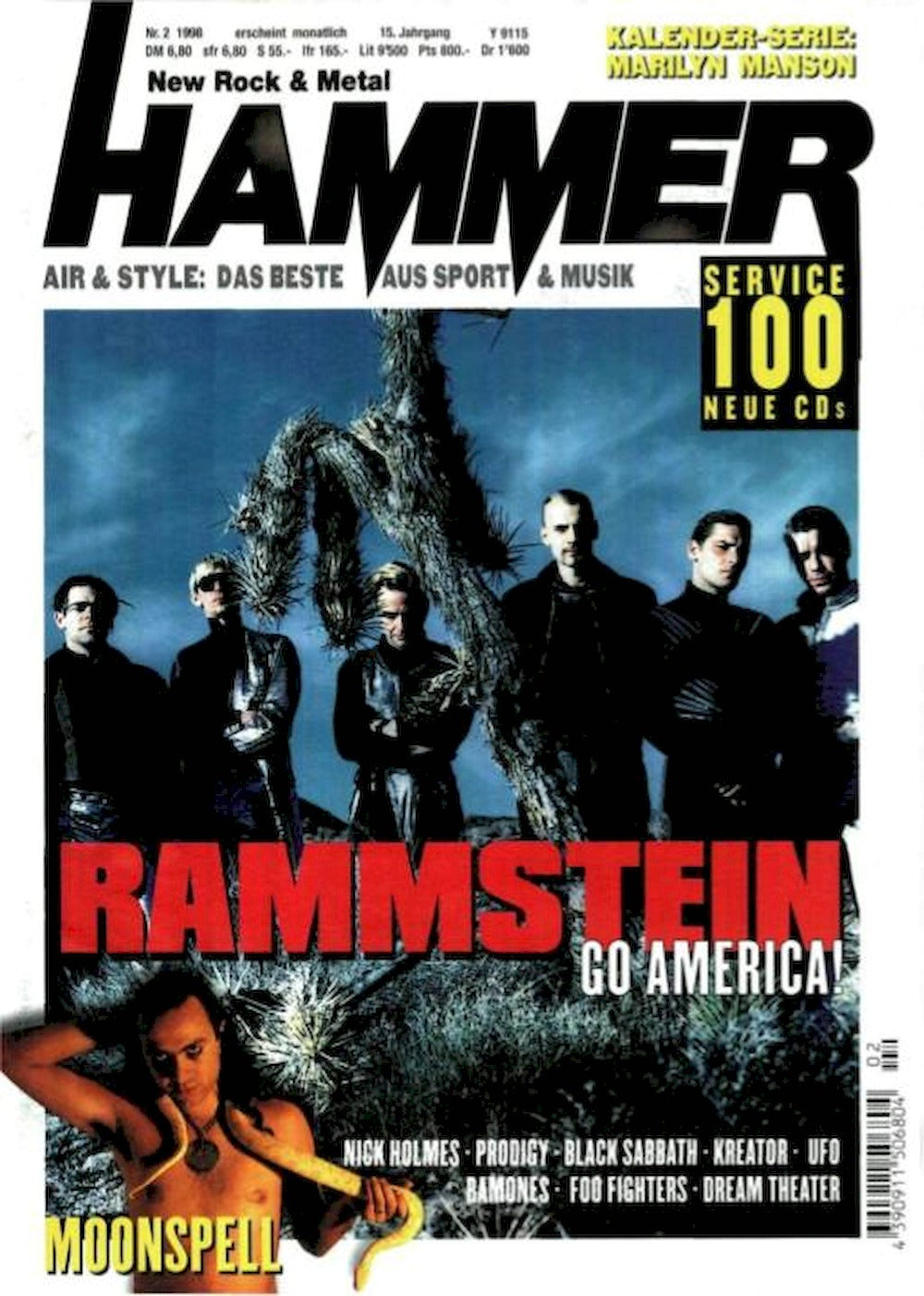 Metal Hammer Magazin Deutschland 1998-02 Rammstein Moonspell Prodigy Black Sabbath