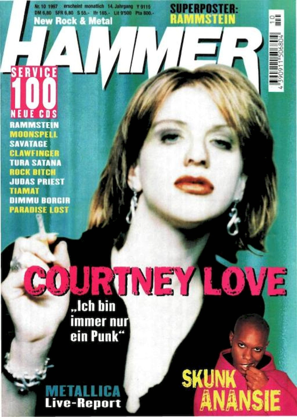 Metal Hammer Revista Alemanha 1997-10 – Courtney Love Skunk Anansie Metallica Rammstein – Edição original