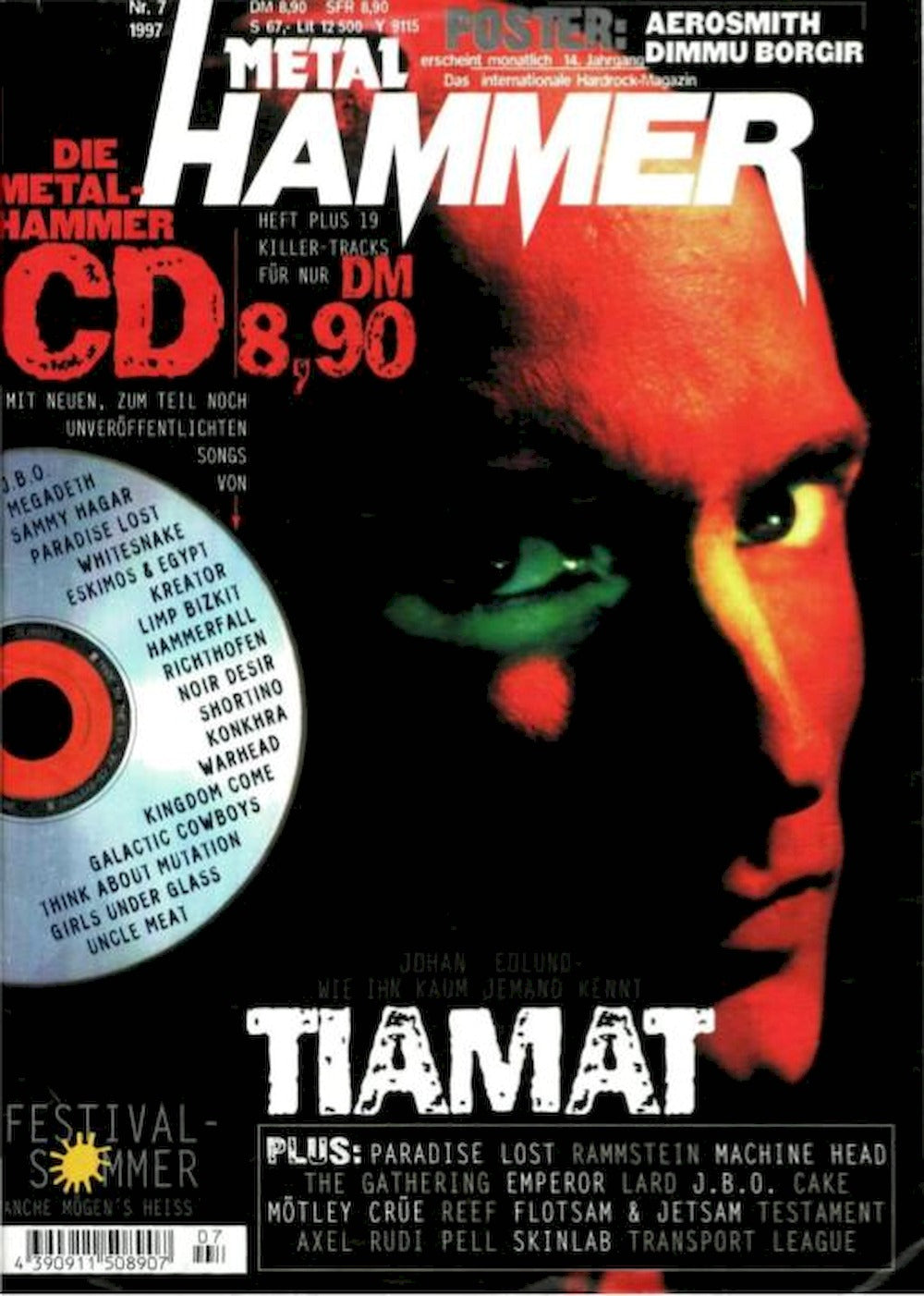 Metal Hammer Magazin Deutschland 1997-07 Tiamat Dimmu Borgir Paradise Lost Aerosmith