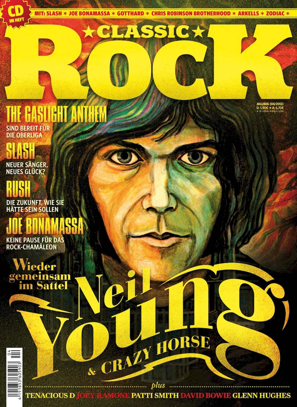 Classic Rock Revista Alemania 2012 #14 Neil Young Slash Joe Bonamassa Joey Ramone Patti Smith Edición original