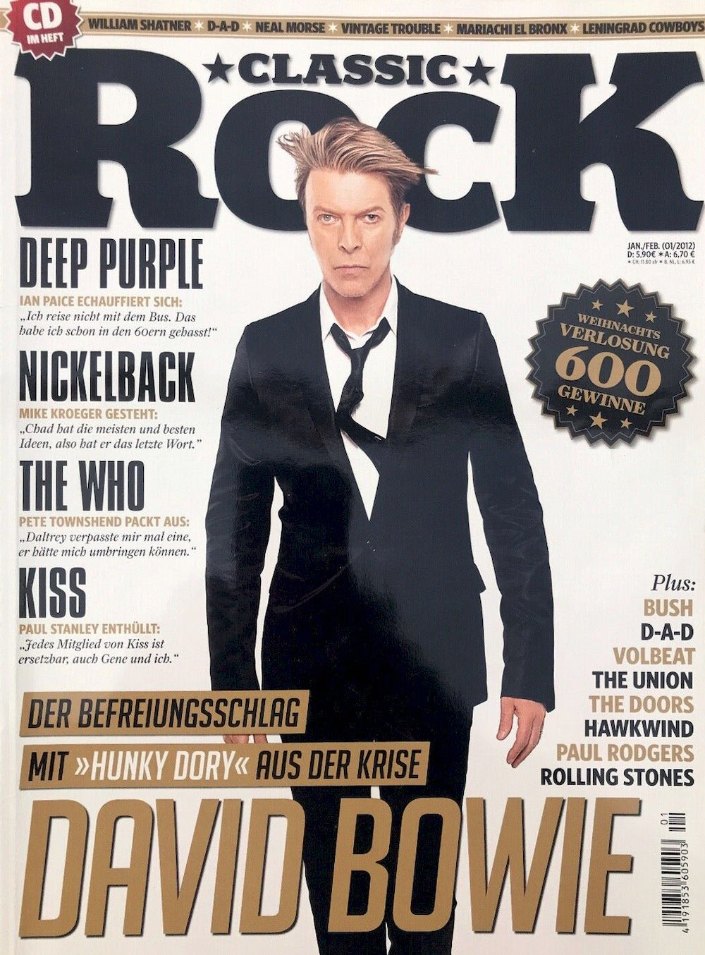 Classic Rock Magazine Germany 2012 #11 David Bowie Deep Purple Nickelback The Who Kiss Original Print Issue