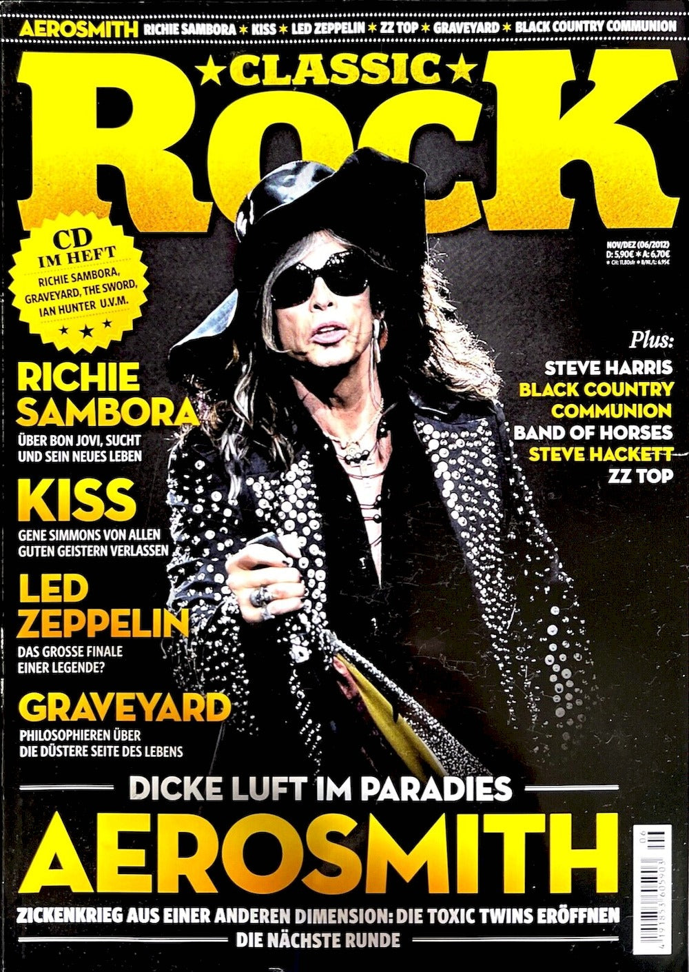 Classic Rock Revista Alemanha 2012-06 Aerosmith Richie Sambora Kiss Graveyard Led Zeppelin Edição original