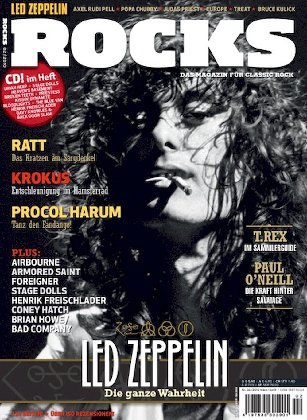 Rocks Magazine Allemagne 2010 #15 Led Zeppelin Procul Harum Ratt Krokus T.Rex Édition originale