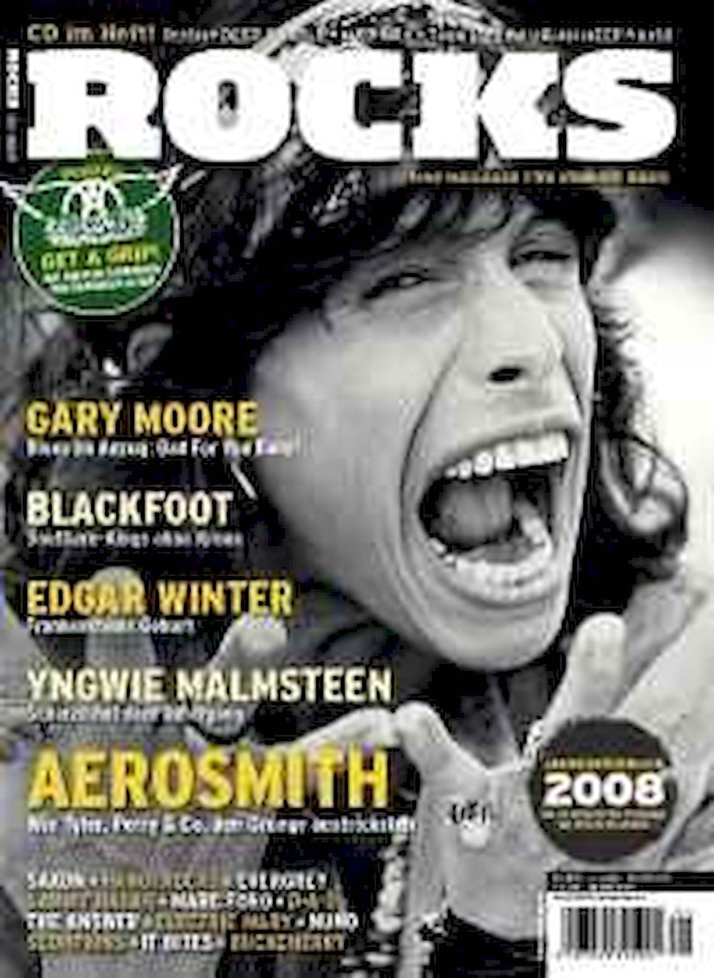 Rocks Magazine Allemagne 2009 #8 Aerosmith Gary Moore Blackfoot Edgar Winter Yngwie Malmsteen Édition originale