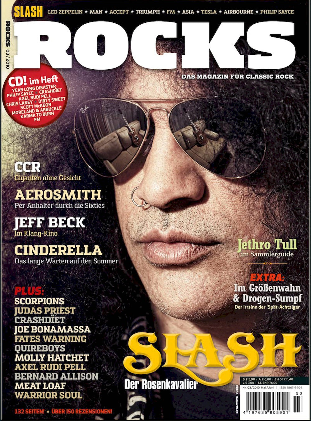 Rocks Rivista Germania 2010 #16 Slash Aerosmith Jeff Beck Cinderella Jethro Tull Edizione originale