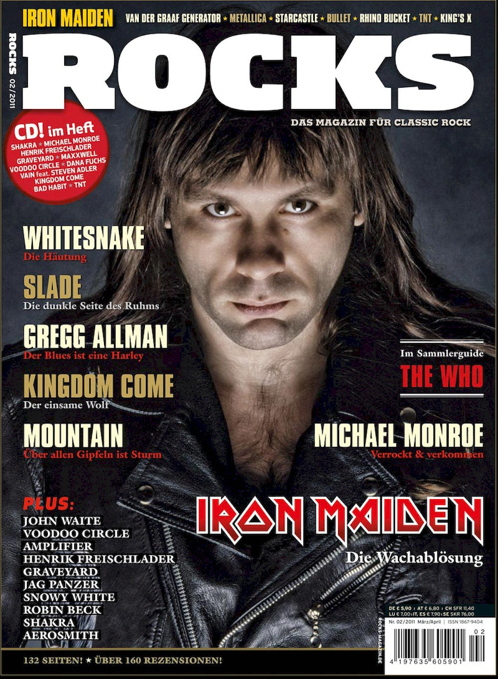 Rocks Magazin Deutschland 2011 #21 Iron Maiden Bruce Dickinson Whitesnake Slade Gregg Allman