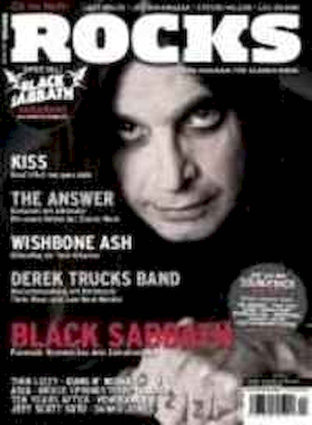 Rocks Magasin Tyskland 2009 #9 Black Sabbath Kiss The Answer Wishbone Ash Originaludgave