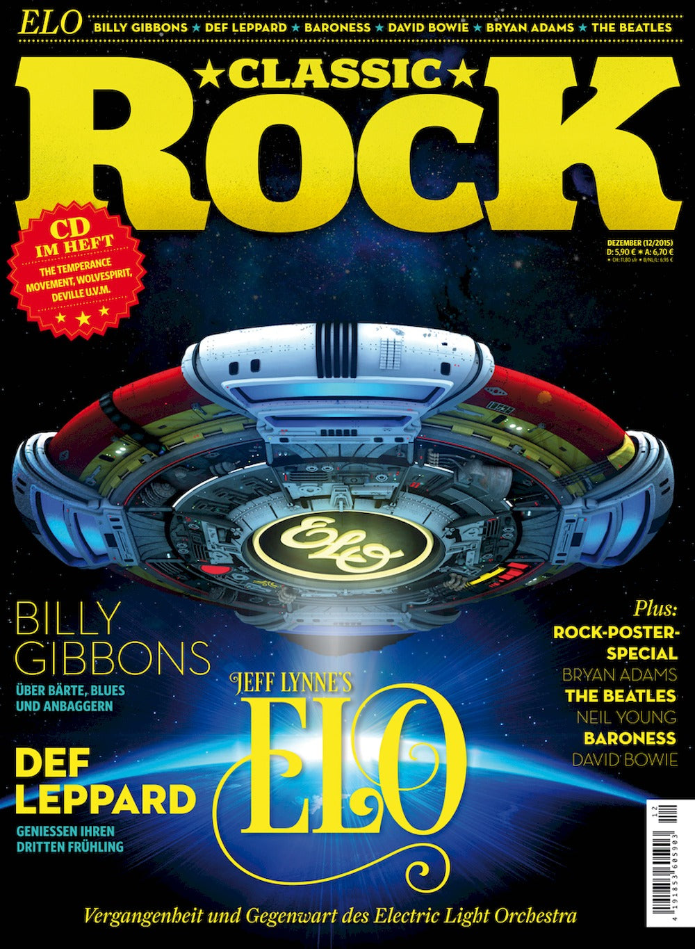Classic Rock Magasin Tyskland 2015 #46 ELO Billy Gibbons Neil Young Def Leppard Originalutgåva