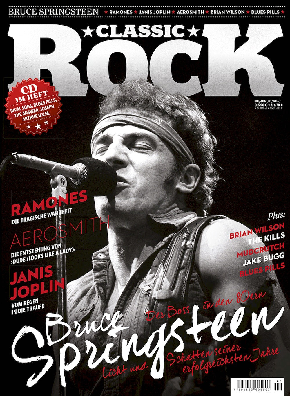 Classic Rock Magazin Deutschland 2016-08 Bruce Springsteen Janis Joplin Ramones Aerosmith