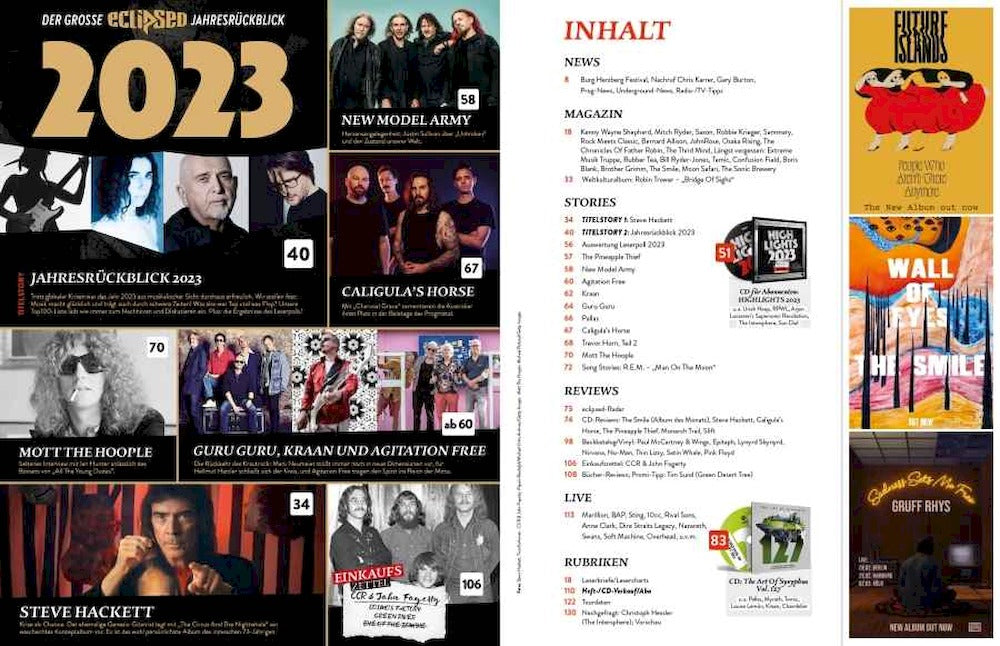 Eclipsed Magasin Tyskland 2024 #257 Steve Hackett The Pineapple Thief New Model Army Agitation Free