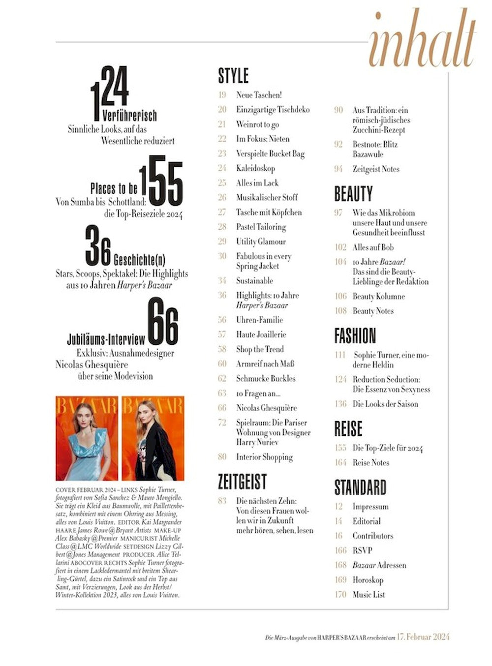 Harpers Bazaar Magazin Deutschland 2024-02 Sophie Turner