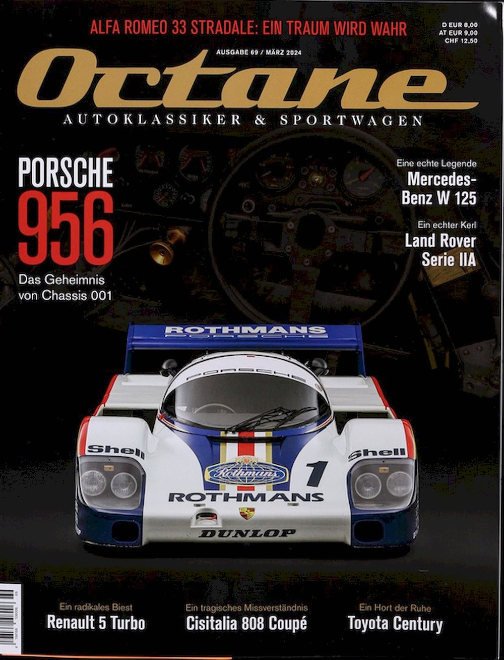 Octane Magazin Deutschland 2024 #69 Porsche 956 Cisitalia 808 Toyota Century