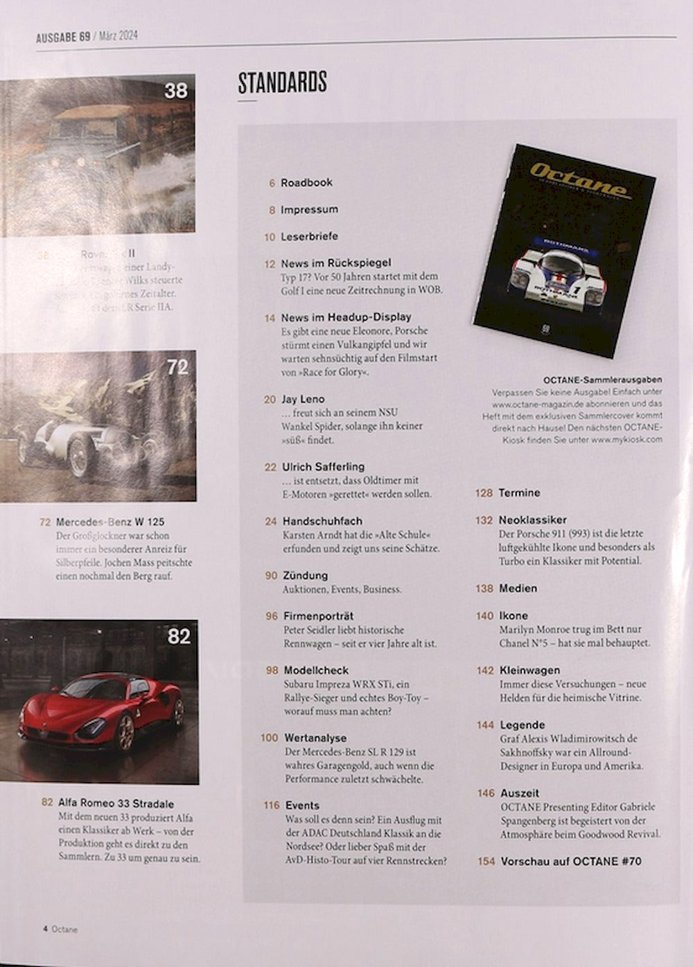 Octane Magazin Deutschland 2024 #69 Porsche 956 Cisitalia 808 Toyota Century